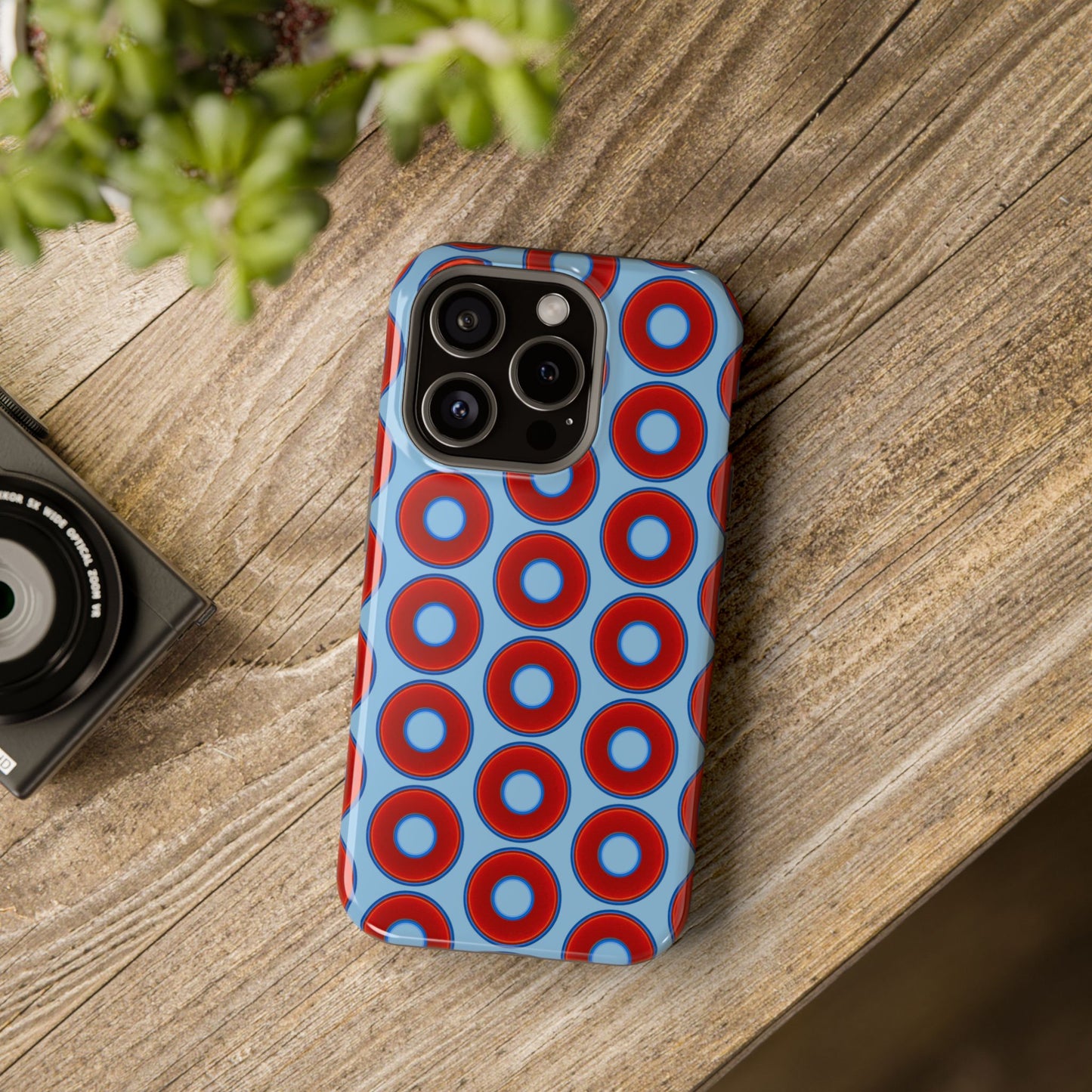 Magnetic Tough Donut Case - red vivid donut print w/sky blue background