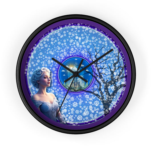 Lumpy Wall Clock - "The Donut Clock Locked in Glaciers " - blue/purple vivid donut w/purple background