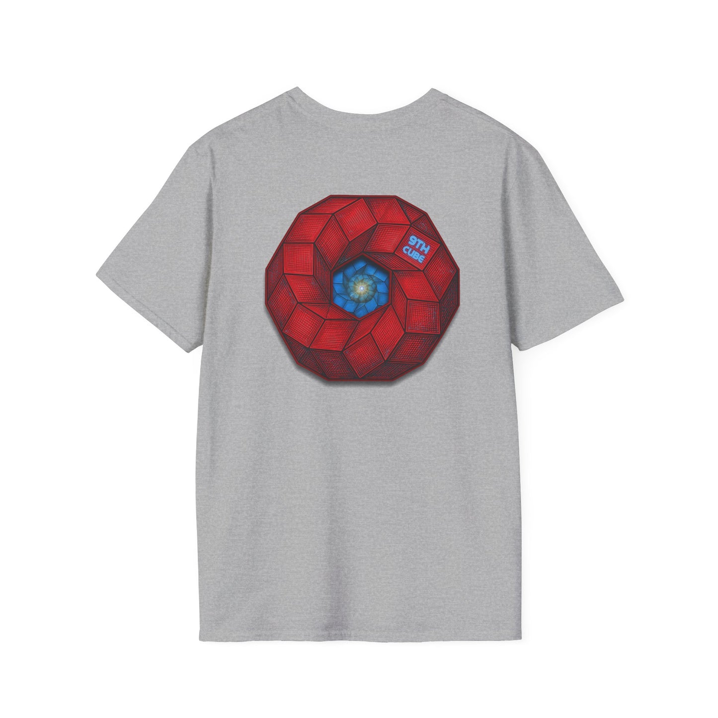 Classic Donut Tee - Unisex Soft-Style - "The 9th Donut" - rustic red/blue cubed donut - variant 2