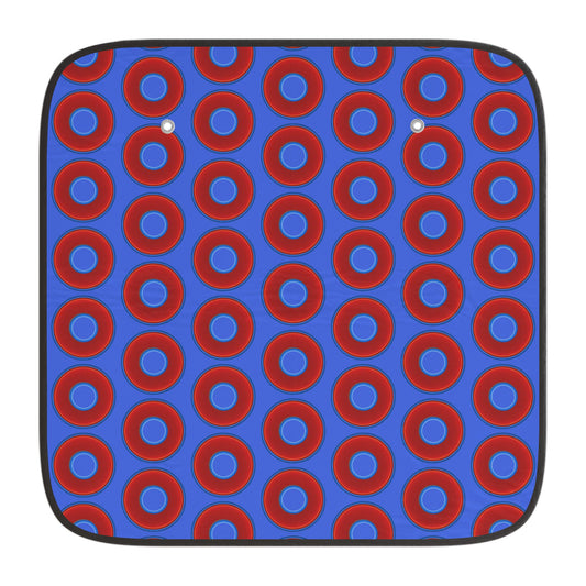 Automotive Donut Sun Shade - red vivid donuts w/royal blue background