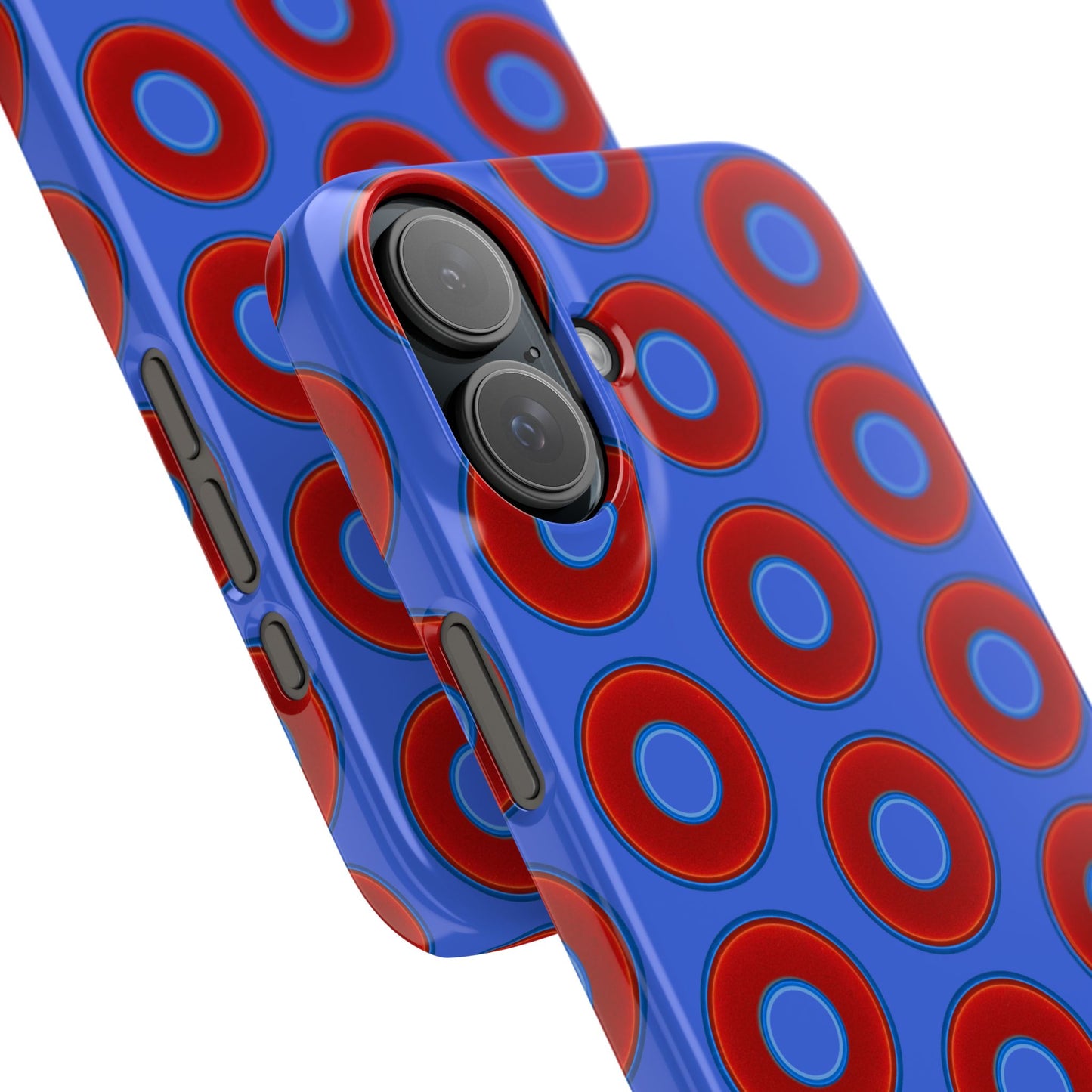 Lumpy Donut Snap Case - red vivid donut print w/royal blue background