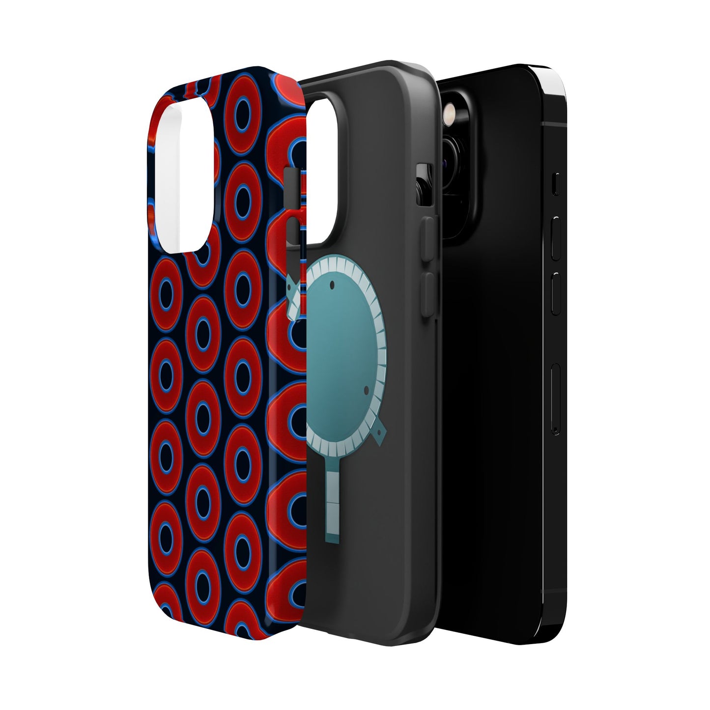 Magnetic Tough Donut Case - red vivid donut print w/blue charcoal background