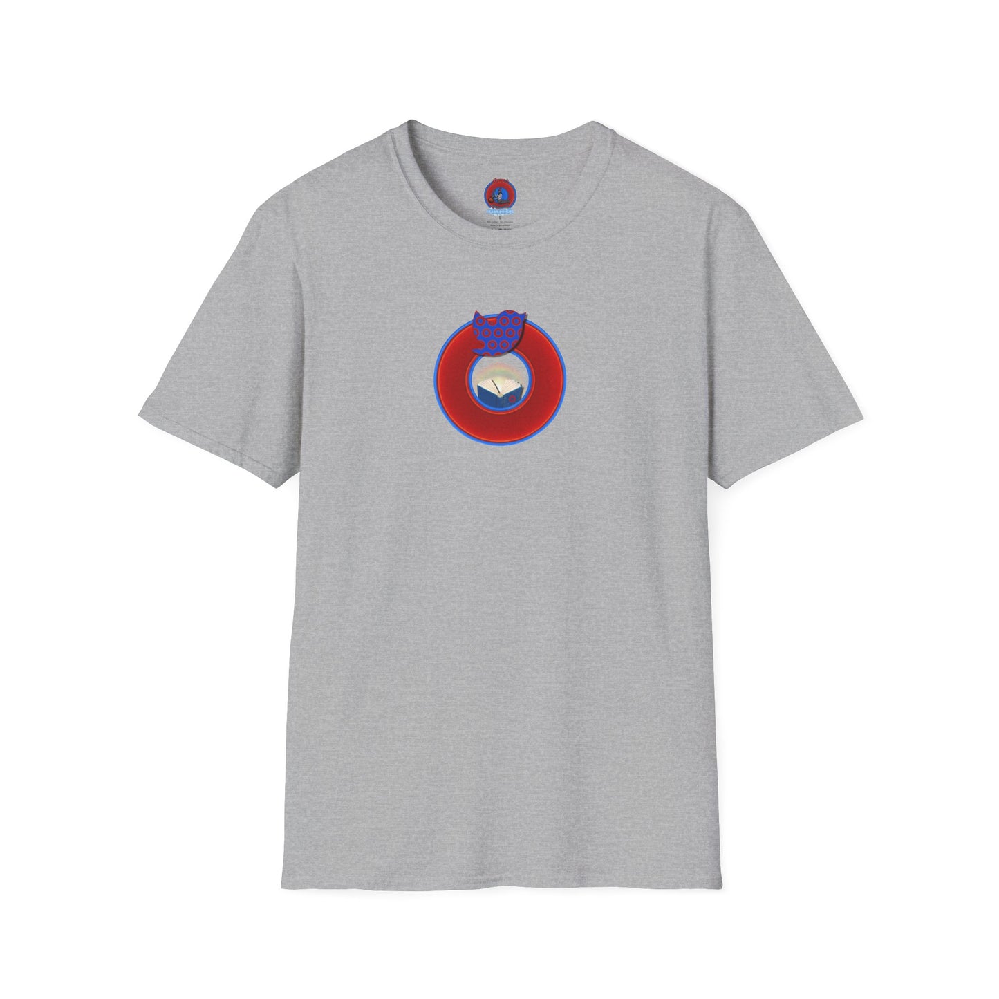 Classic Donut Tee - Unisex Soft-Style - "Phamous Mocking Donut" - vivid red/blue donut