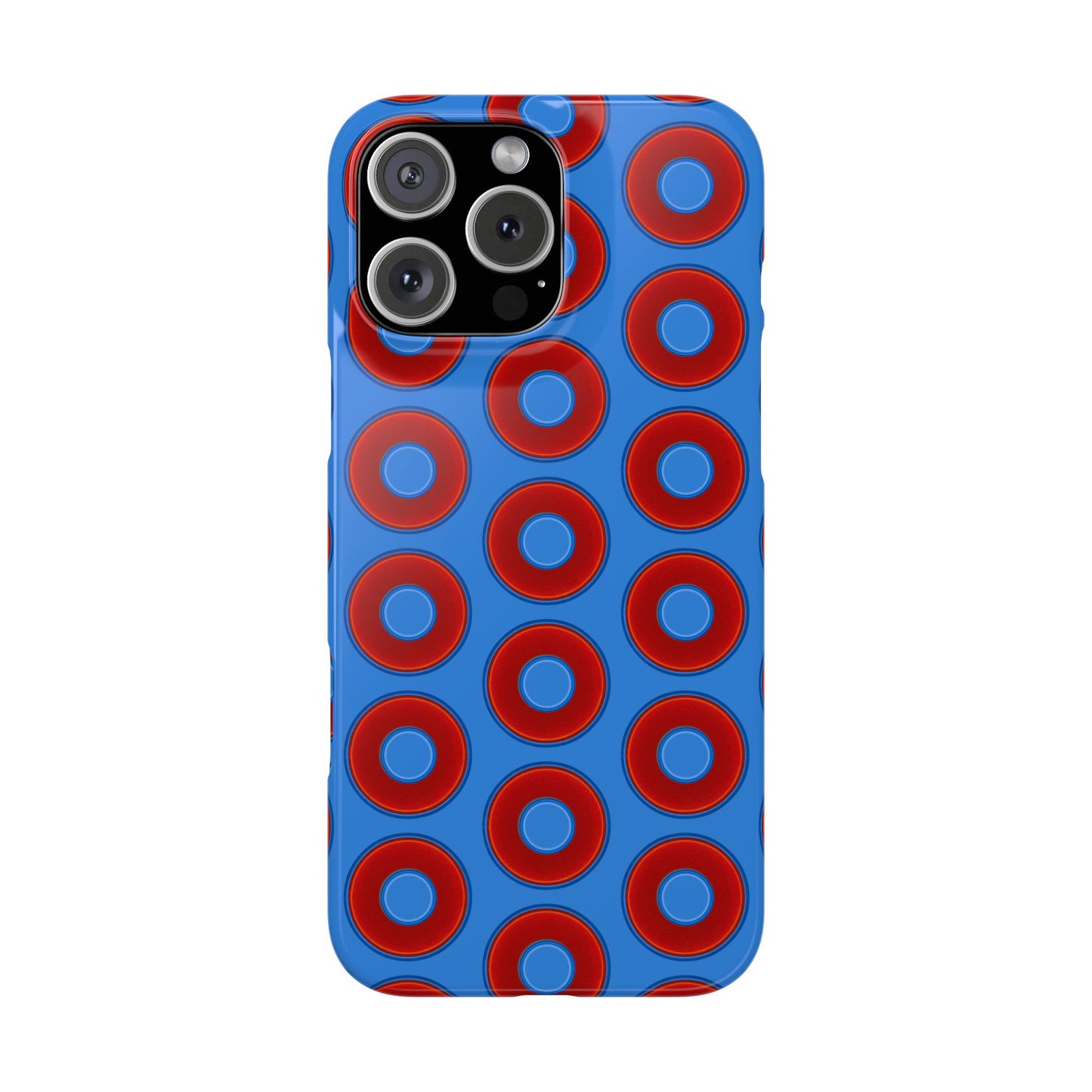 Lumpy Donut Snap Case - red vivid donut print w/light royal blue background