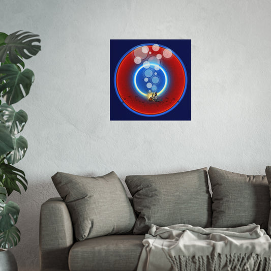 Lumpy Poster Nuts - "Bubbler's Donut" - 24" x 24" 220gsm Giclée/matte  - vivid red donut on dark blue background