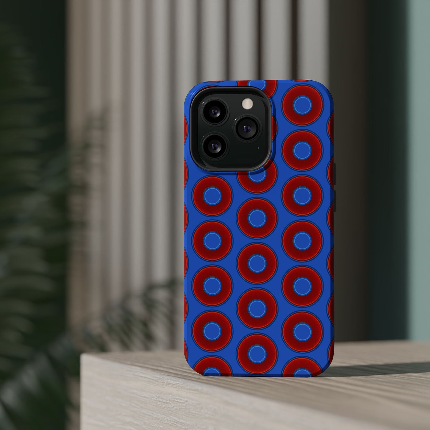 Magnetic Tough Donut Case - red vivid donut print w/medium royal blue background