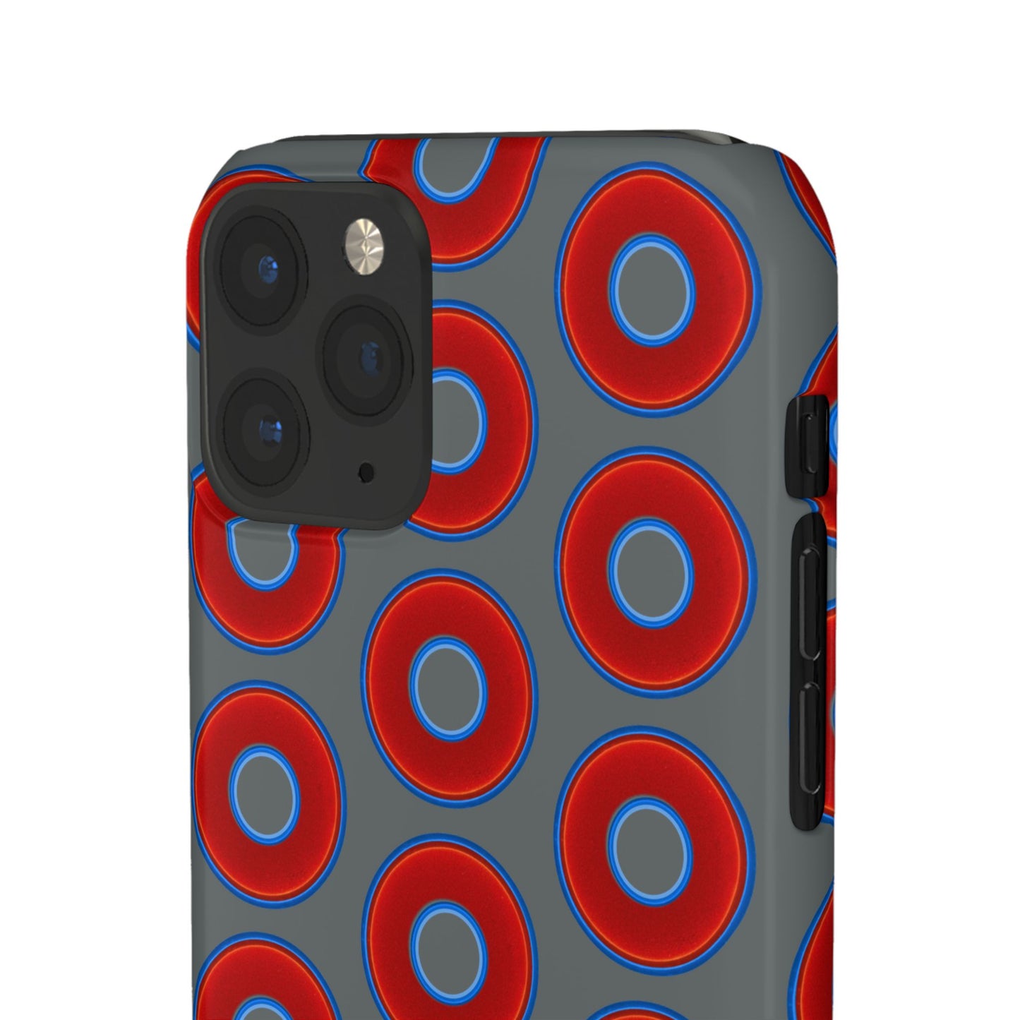 Lumpy Donut Snap Case - red vivid donut print w/dark gray background
