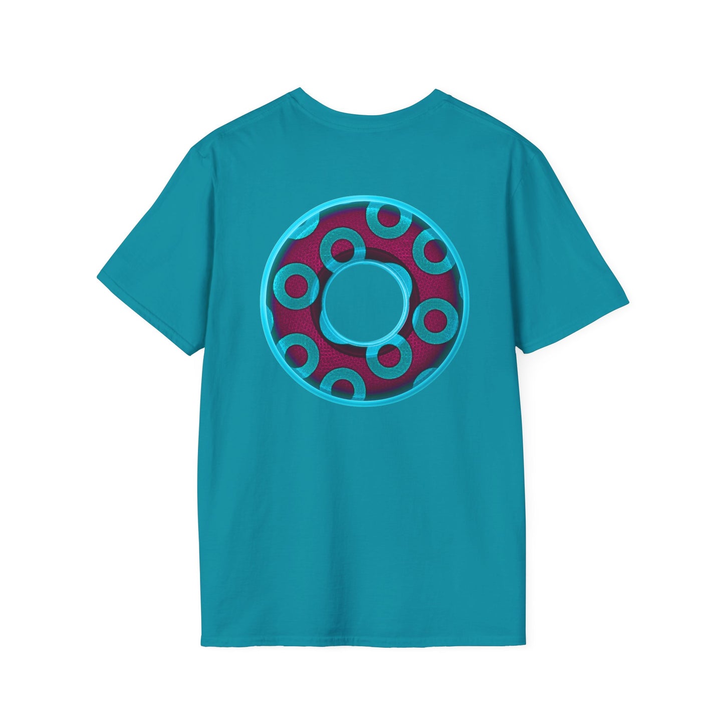 Plain Donuts/Unisex Soft-Style - "Plain Rustic Paradoxical Donuts" - aquamarine/burgundy donuts