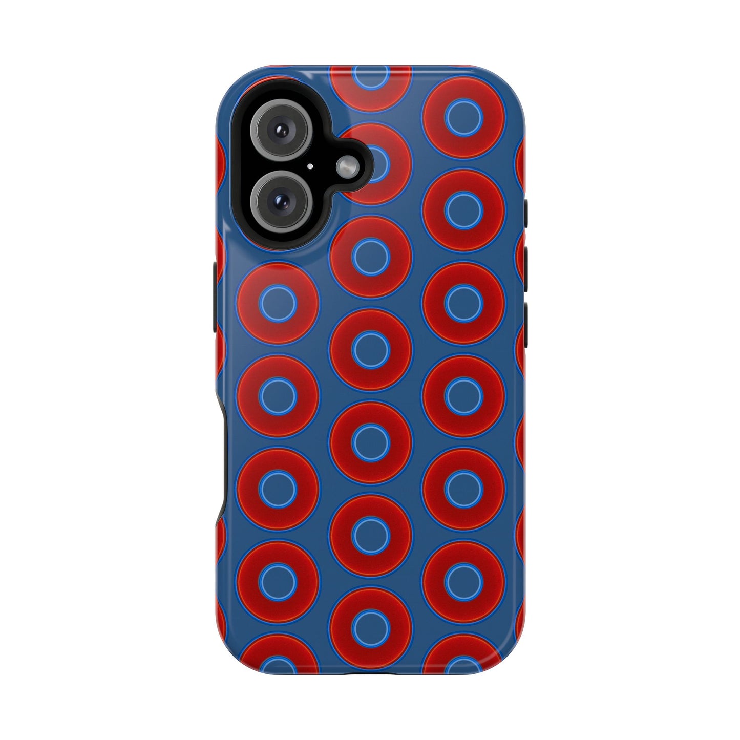 Magnetic Tough Donut Case - red vivid donut print w/light navy blue background