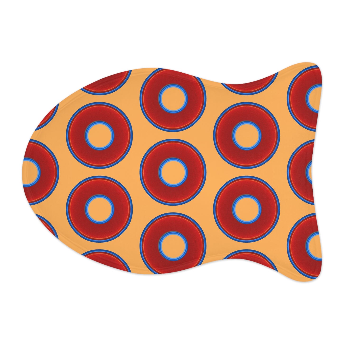 Wendy's Lumpy Pet Feed Mat - vivid red donuts w/creamsicle orange background