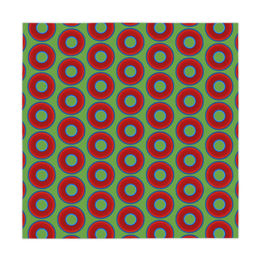 Lumpy Tablecloth - 55.1" x 55.1" - vivid red donuts w/light green background