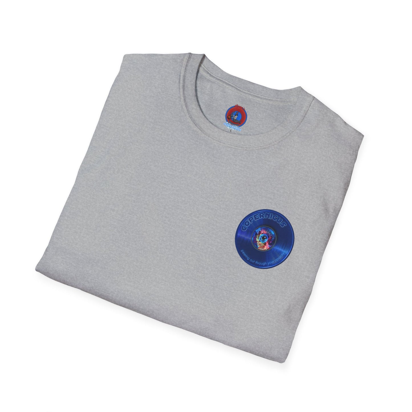 Classic Donut Tee - Unisex Soft-Style - "Drunken Copernicus" - series 1.0 - blue donut - variant 2