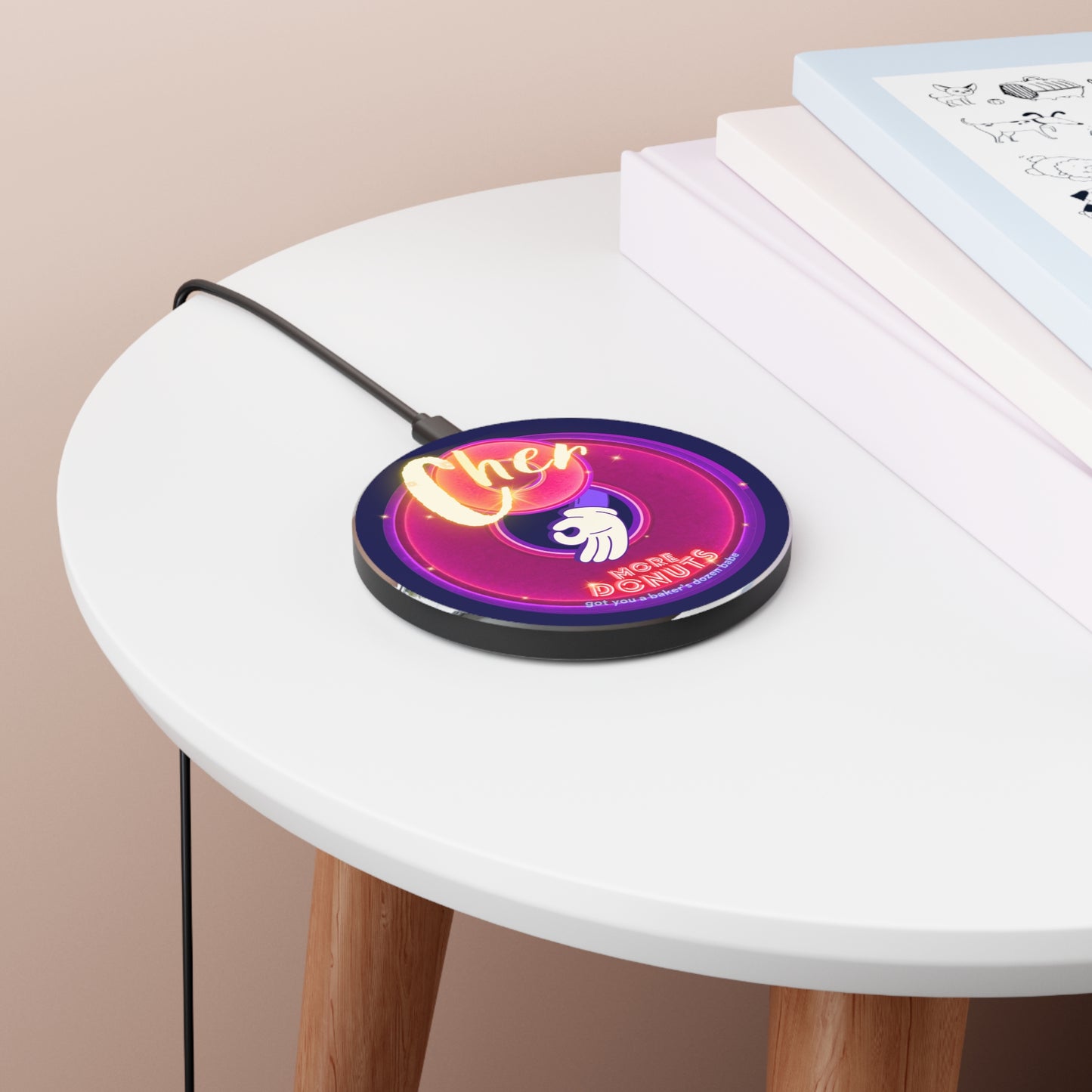 The Flow - Wireless Lumpy Donut Chargers - "Cher-ing is Caring Donut Charger" - vivid magenta donut - variant 1 - [*charitable donut]