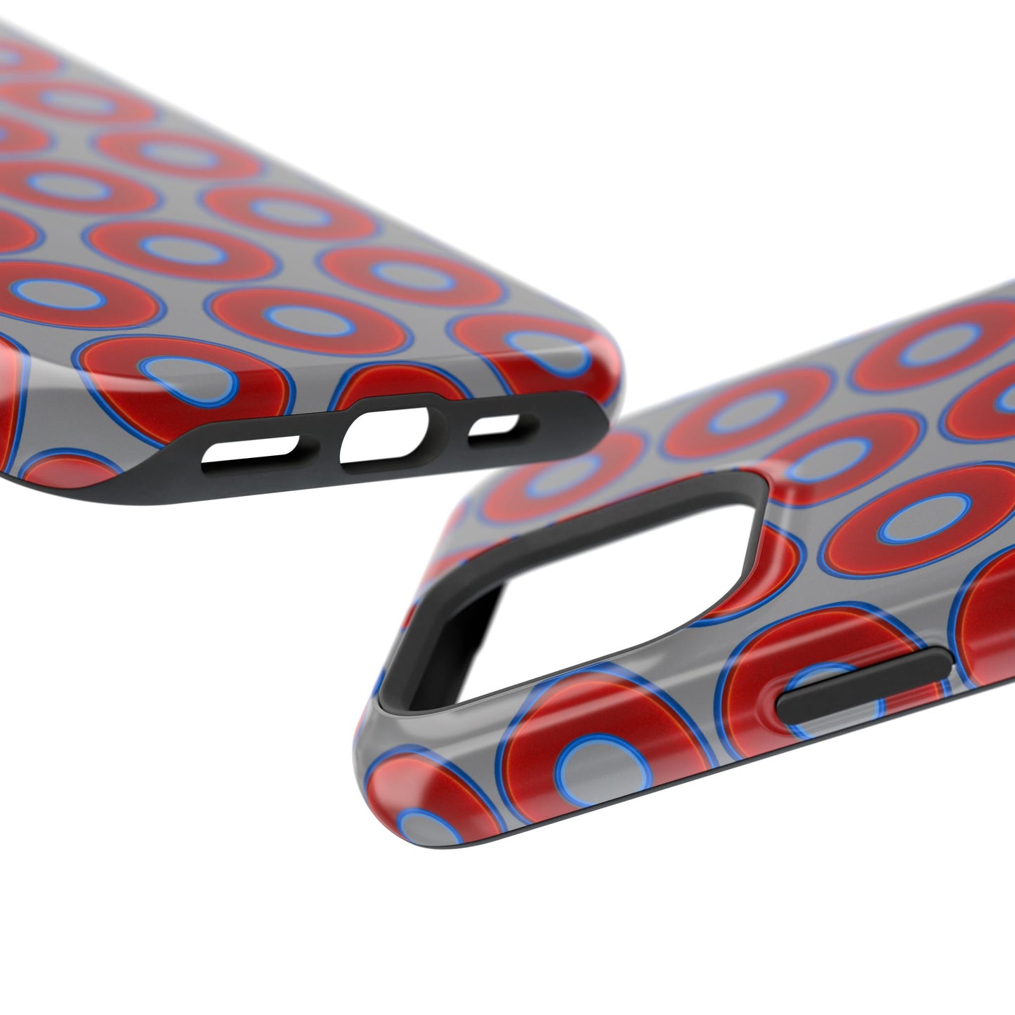 Magnetic Tough Donut Case - red vivid donut print w/gray background