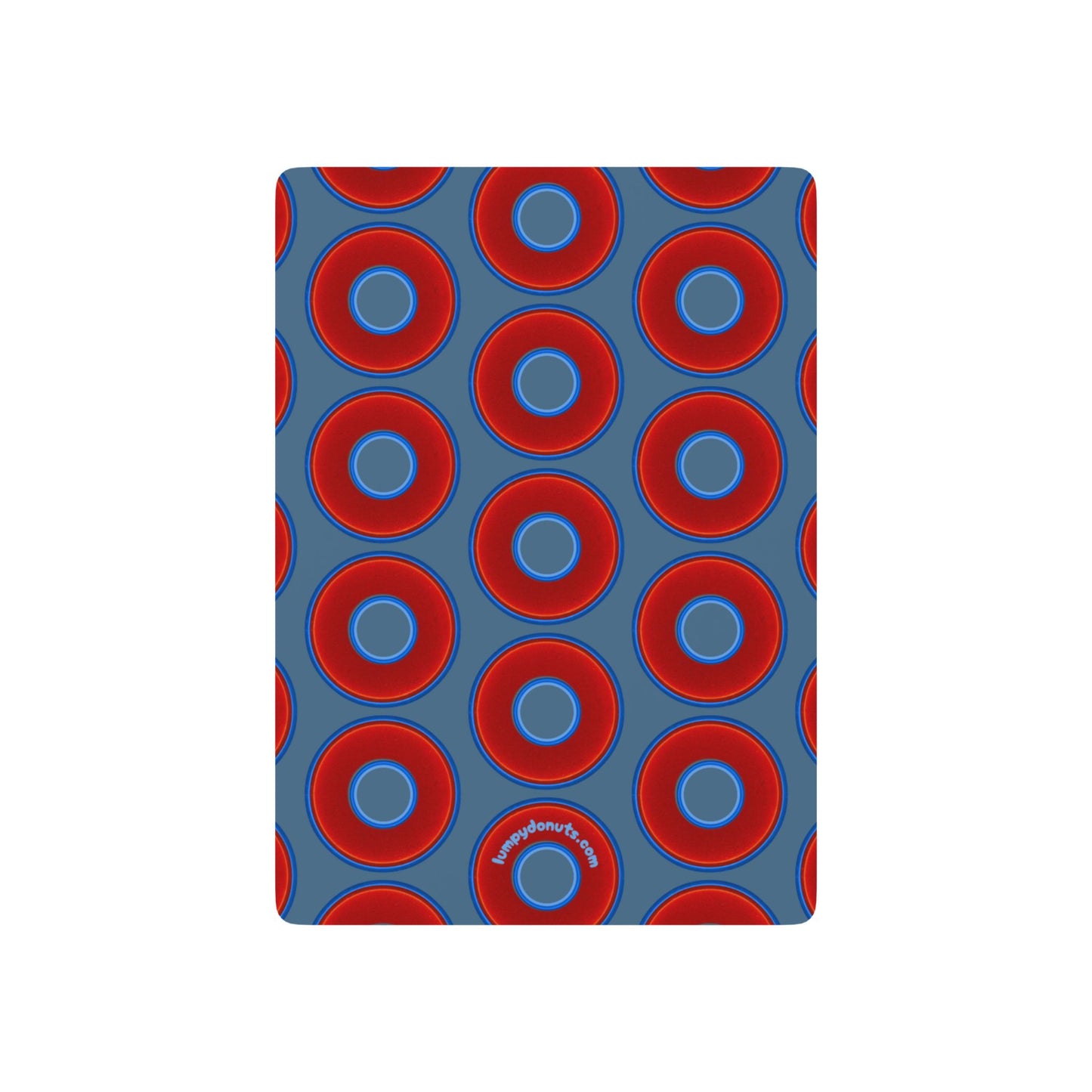 Lumpy Donut Playing Decks - 52-cards - red vivid donuts w/steel blue background