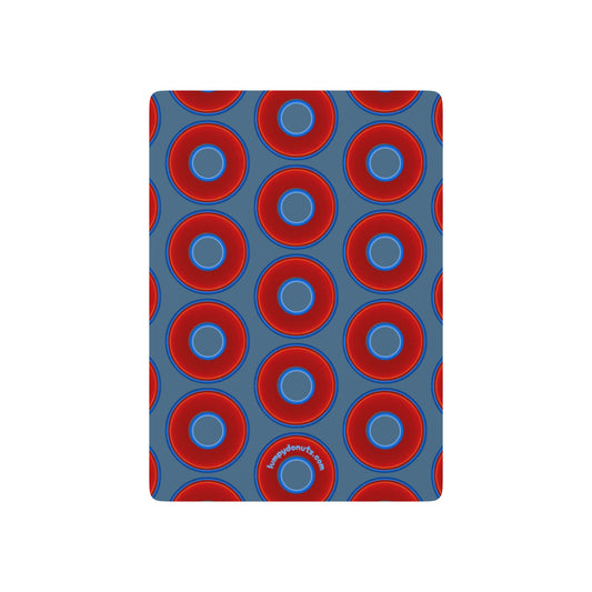 Lumpy Donut Playing Decks - 52-cards - red vivid donuts w/steel blue background