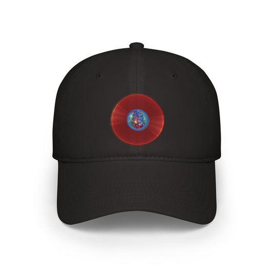 Lumpy Donut Baseball Cap - "Donut of the Gods" - variant 1 - vivid red record donut w/