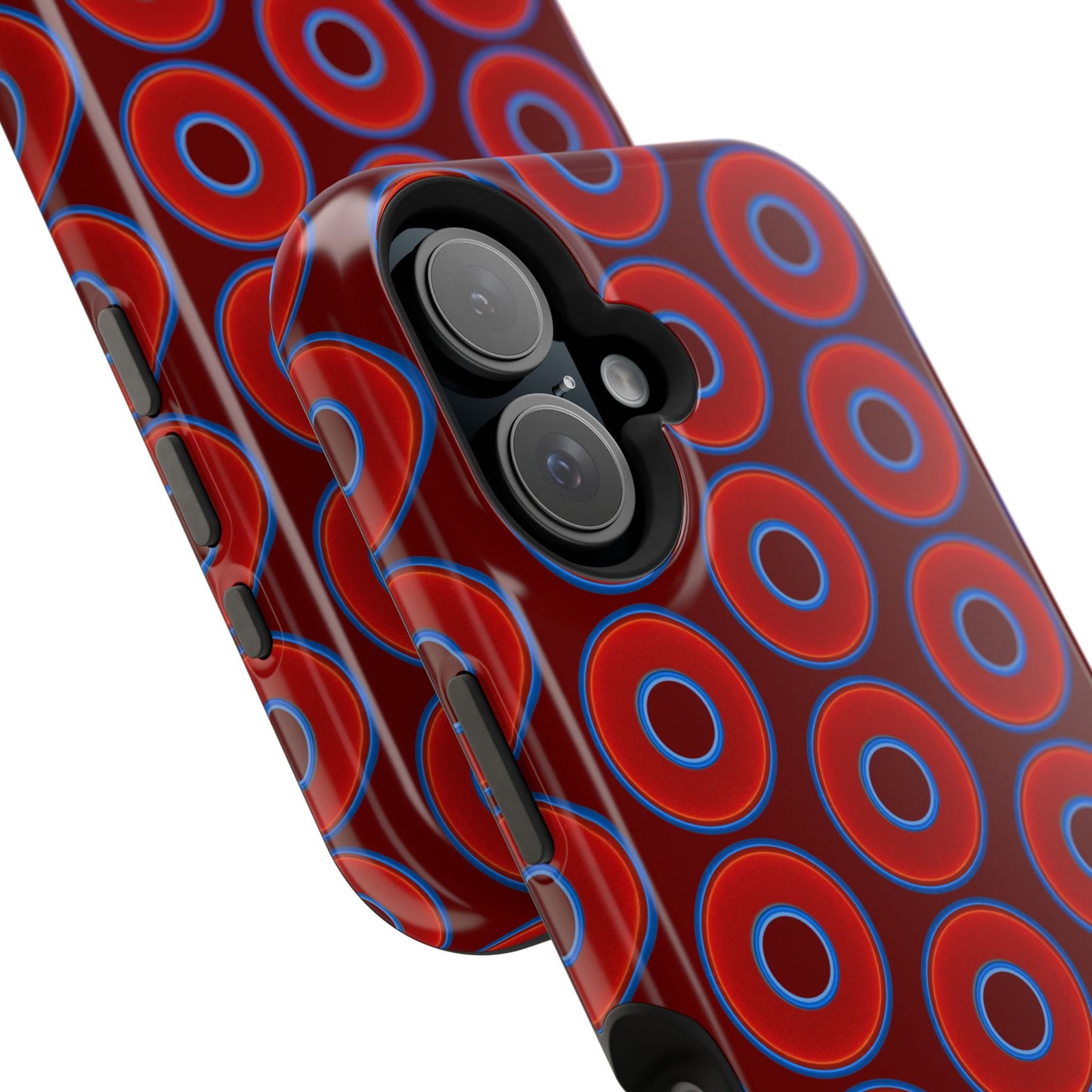 Magnetic Tough Donut Case - red vivid donut print w/dark red background