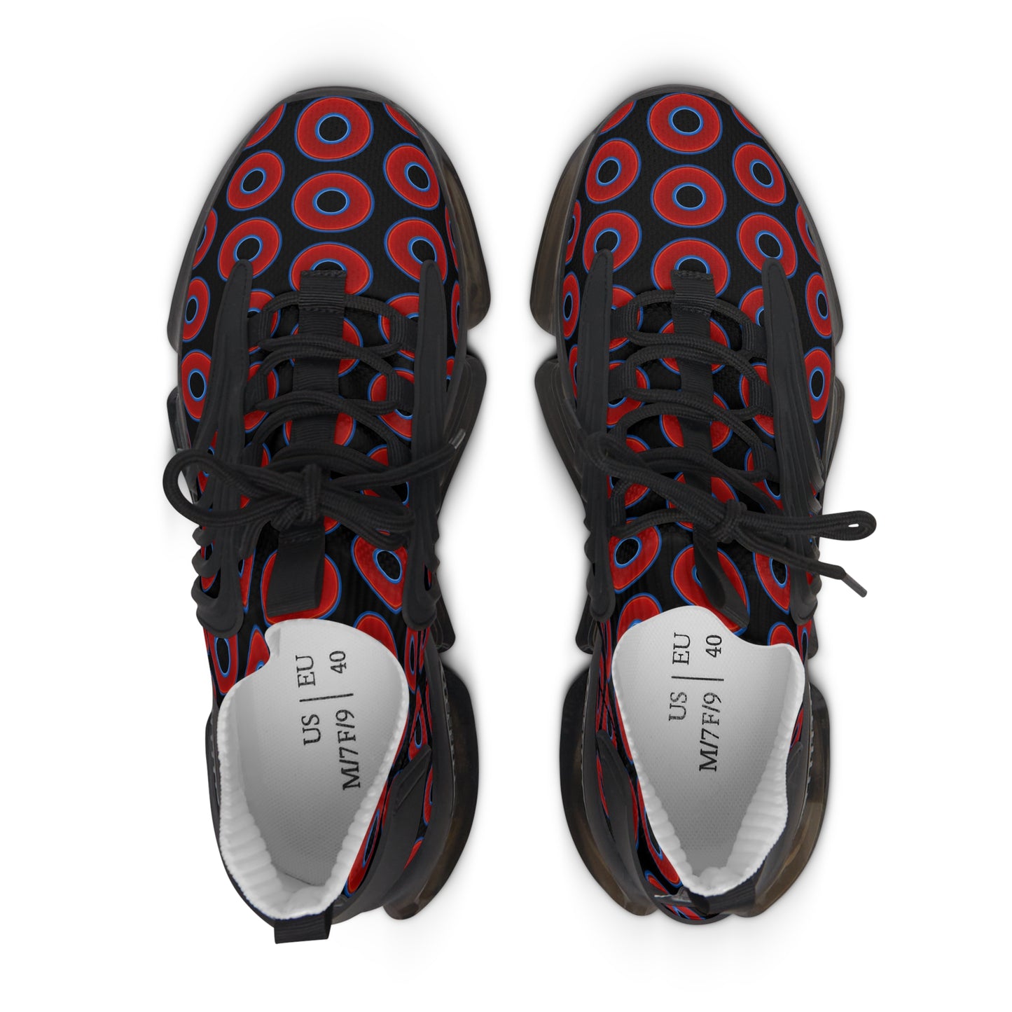 Women's Donut Kicks - red vivid donut print w/black background