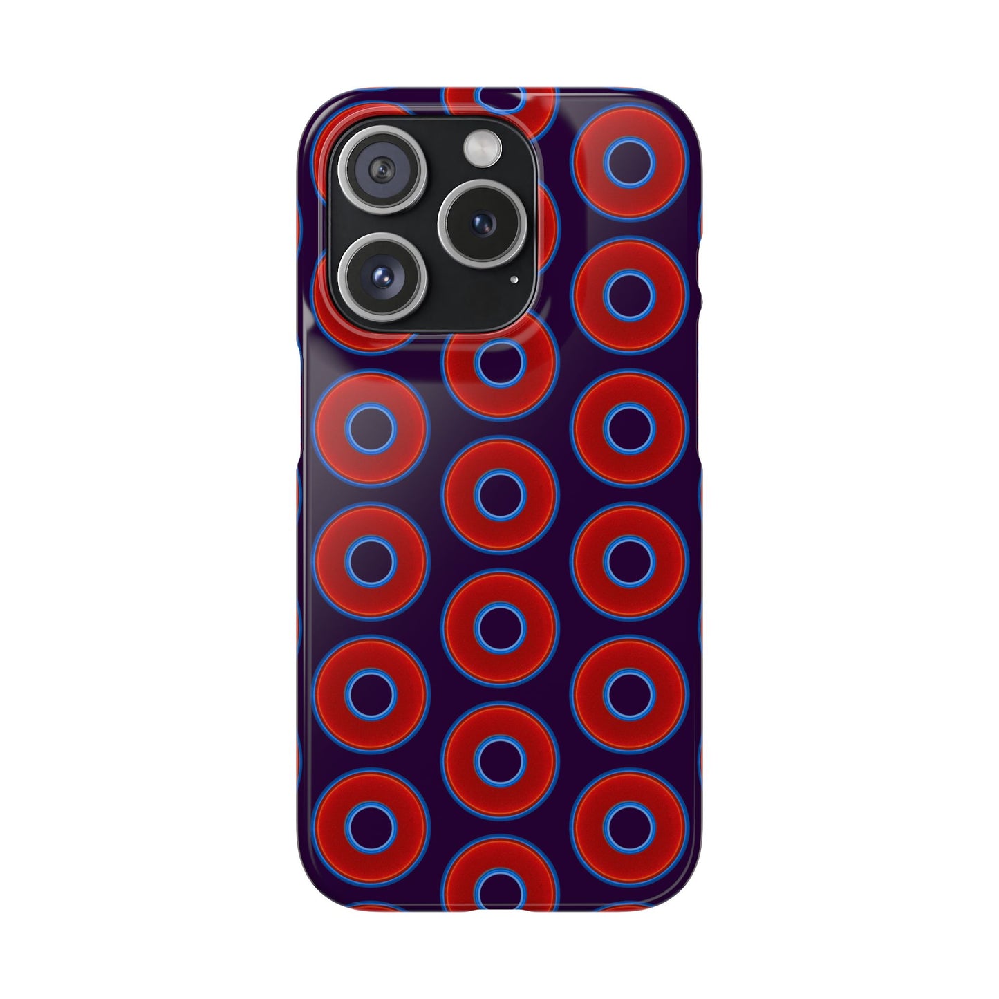 Lumpy Donut Snap Case - red vivid donut print w/midnight purple background