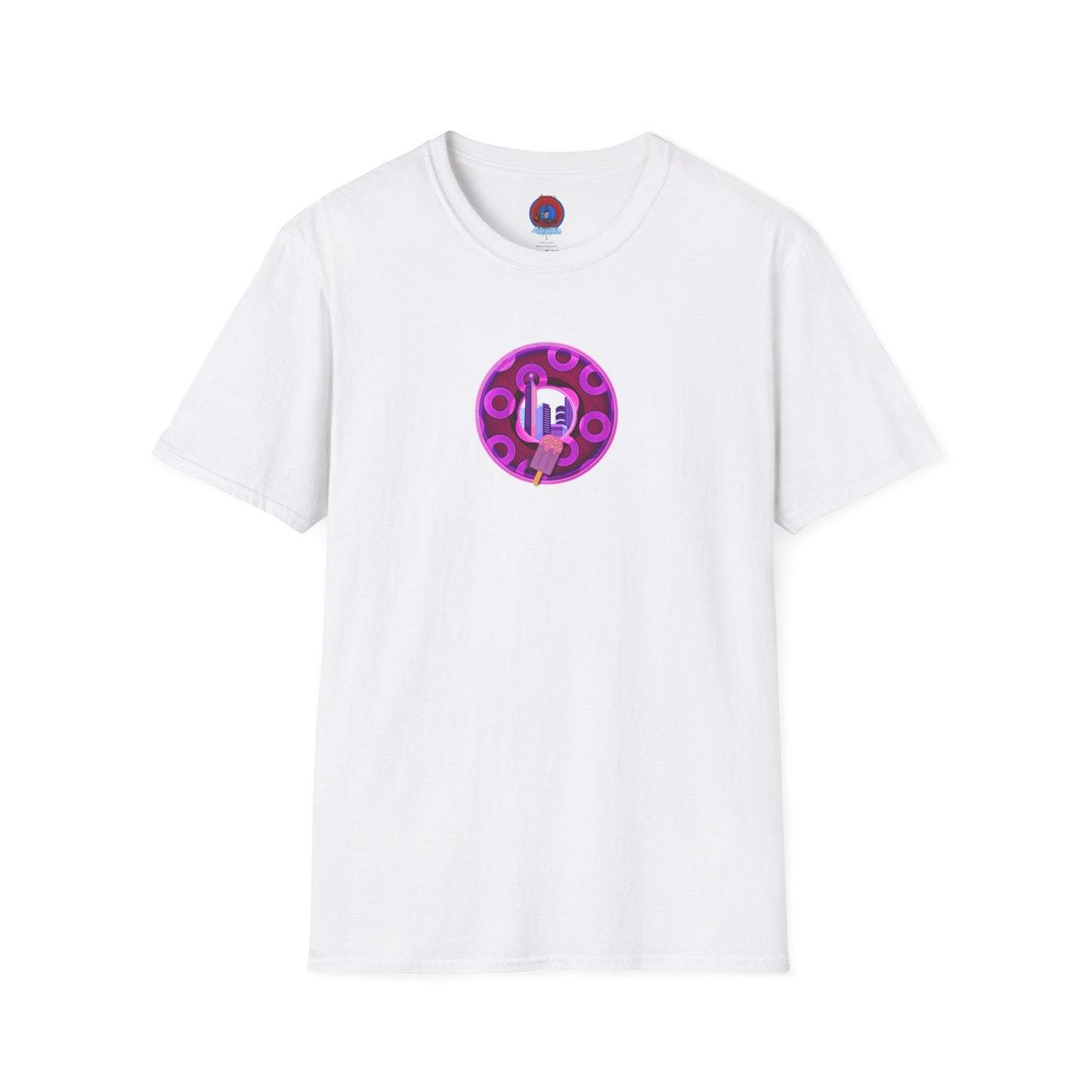 Classic Donut Tee - Unisex Soft-Style - "It's Ice Cream Popsicles - YEMSG Donut" - purple/magenta paradox donut - variant 2