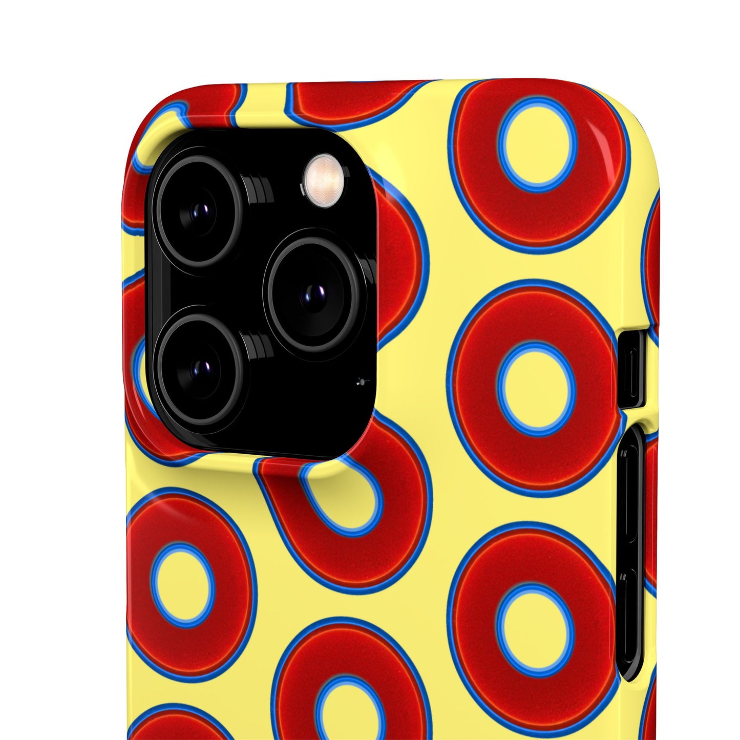 Lumpy Donut Snap Case - red vivid donut print w/yellow background
