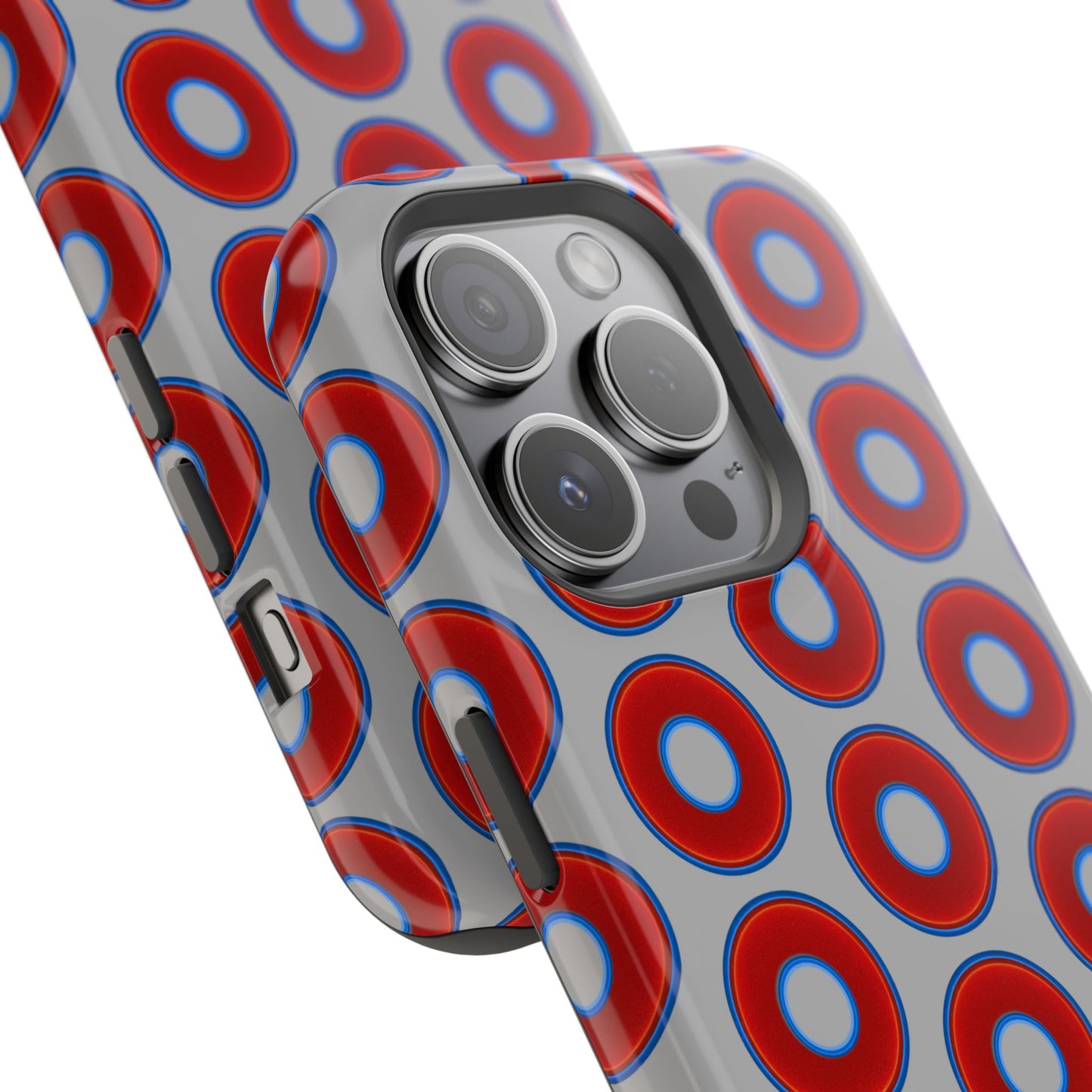Impact-Resistant Lumpy Donut Case - red vivid donut print w/light gray background