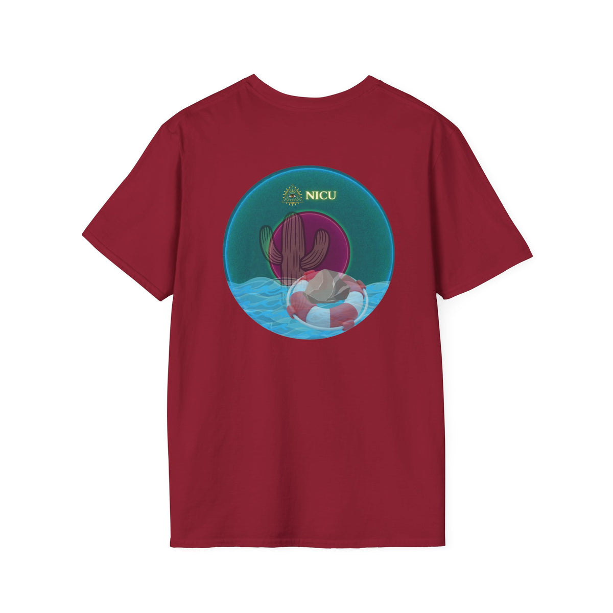 Classic Donut Tee - Unisex Soft-Style - "Masonic Donut of Rites" - series 1.0  - vivid dark teal donut