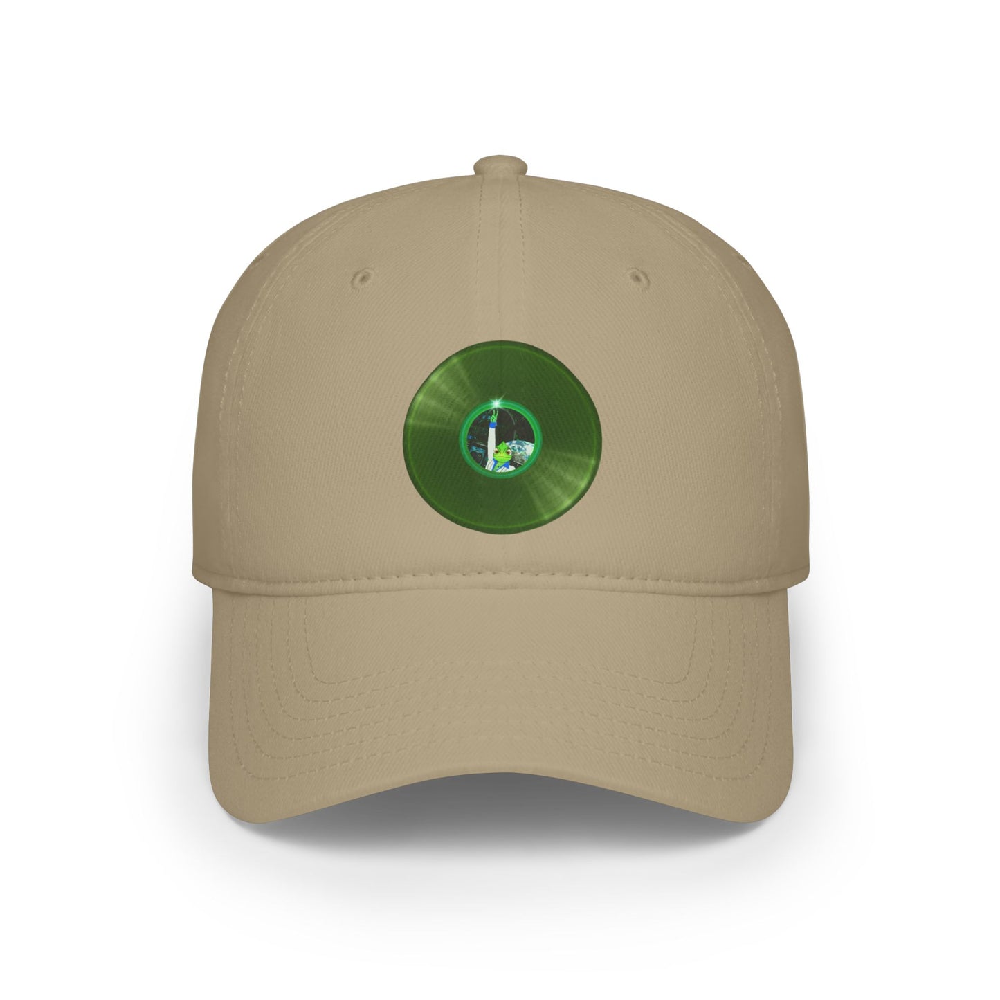 Lumpy Donut Baseball Cap - "Rutherford's Staying Alive Donut Cap" - variant 2 vivid green record donut w/