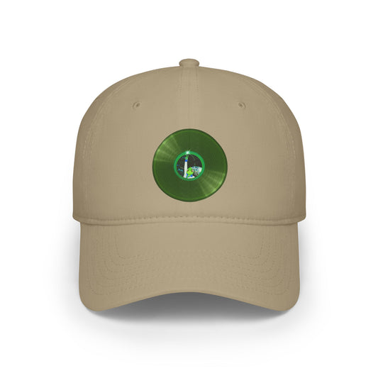 Lumpy Donut Baseball Cap - "Rutherford's Staying Alive Donut Cap" - variant 2 vivid green record donut w/