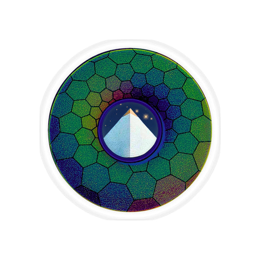 Donut Bumper/Outdoor Sticker - "Limestone Donuts so Large" - series 1.0 - variant 5 - green hexadonut w/garage - [Die-Cut] 6"x 6"