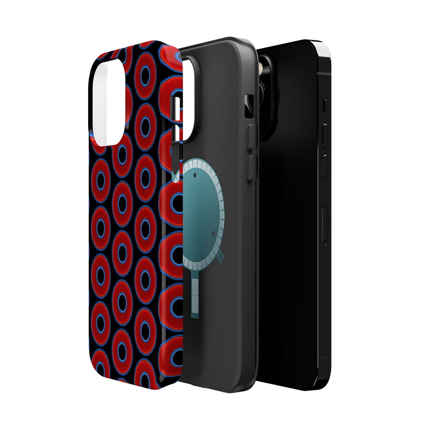 Magnetic Tough Donut Case - red vivid donut print w/black background