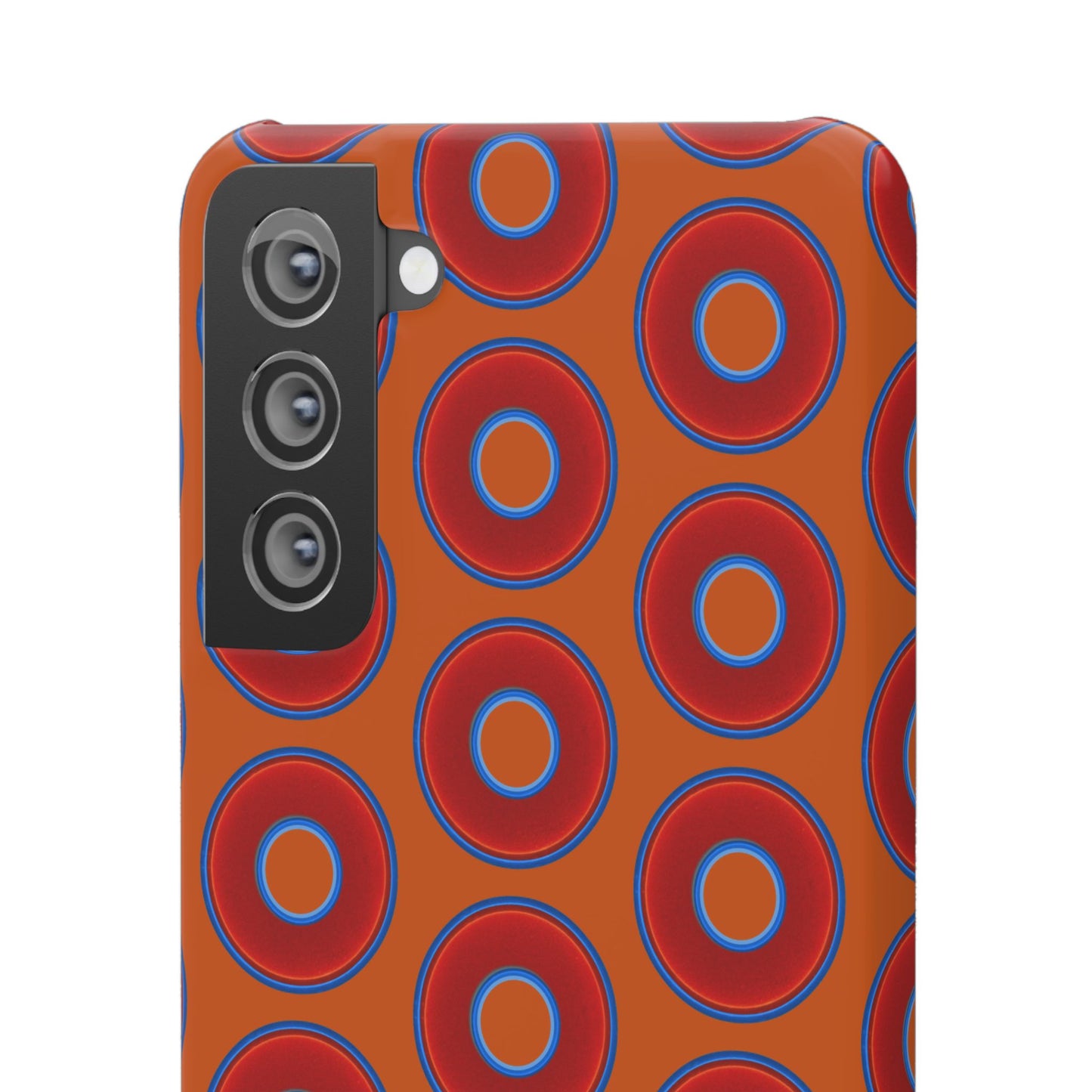 Lumpy Donut Snap Case - red vivid donut print w/dark orange background