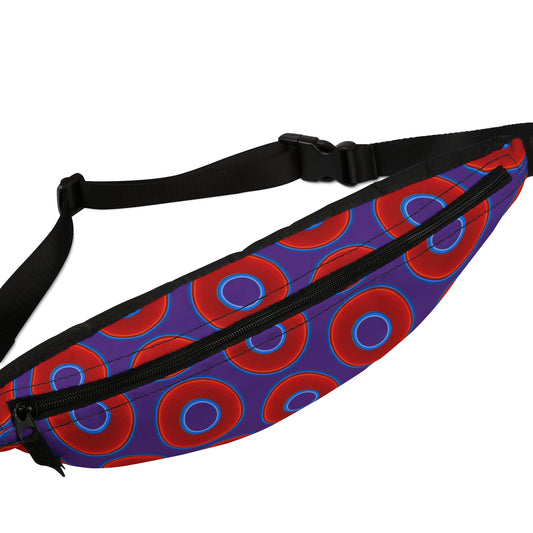 Lumpy Phanny Pack - vivid red donuts w/dark purple background