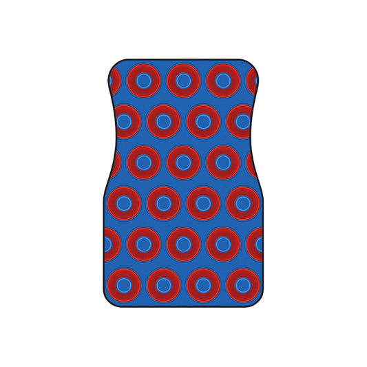 Contacted Car Mats - Set of 2/Front - vivid donut print w/dark royal blue background