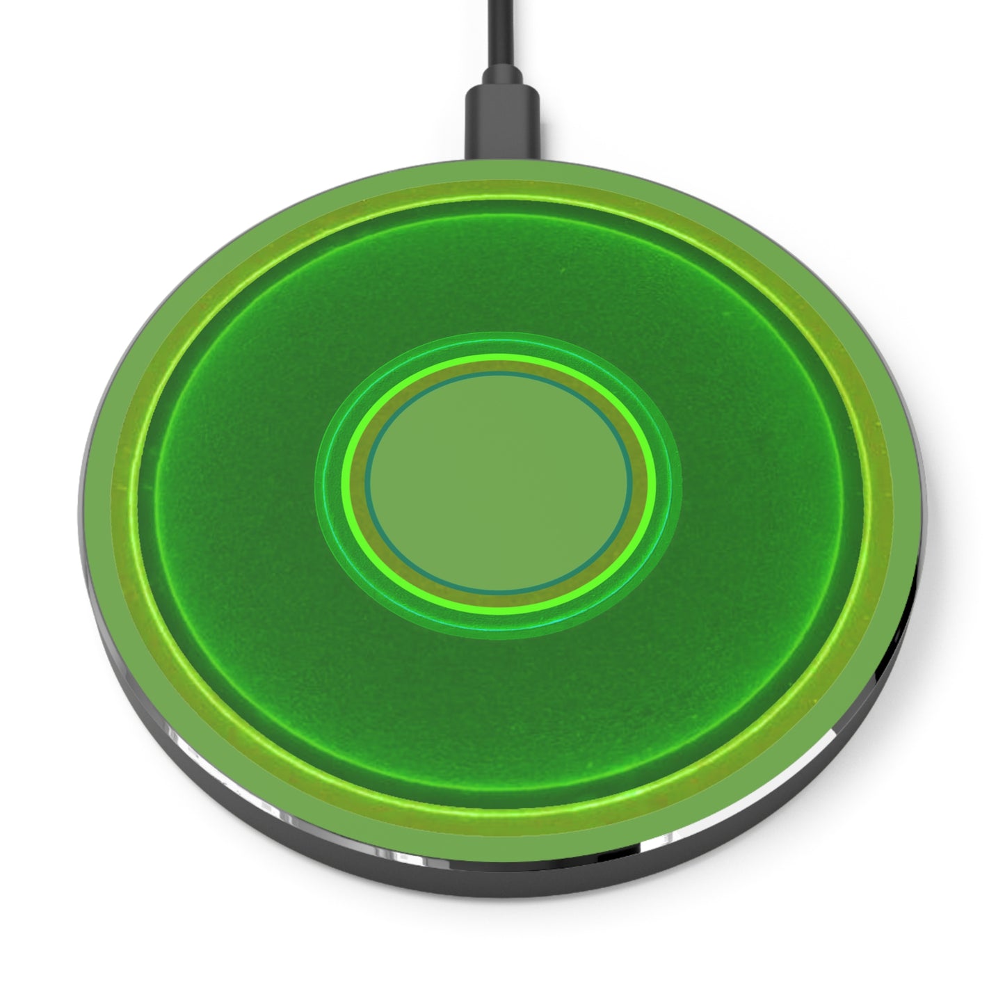 The Flow - Wireless Lumpy Donut Chargers - vivid green donut w/light green background