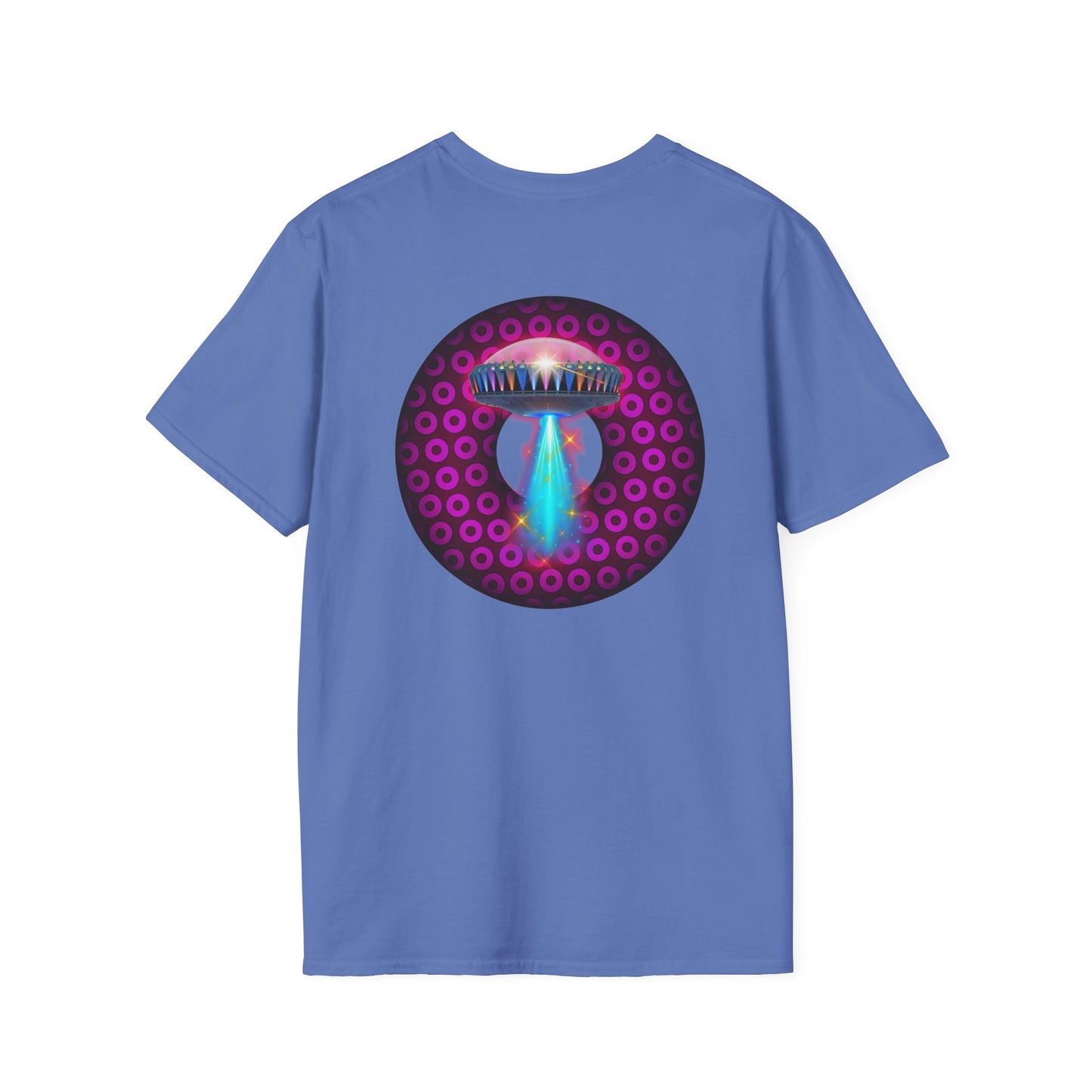 Coffee Traders Tee - Unisex Soft-Style - "Blastoff " - paradoxical donuts - variant 2 - logo front/mothership back