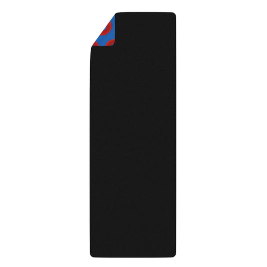 Lumpy Donut Yoga Mat :) - 24″ x 70" - vivid red donut print w/dark royal blue background