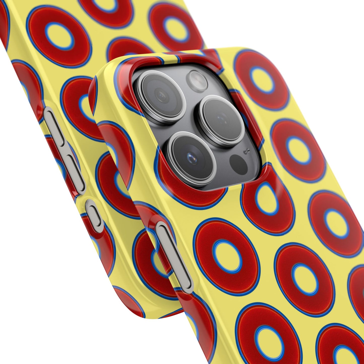 Lumpy Donut Snap Case - red vivid donut print w/yellow background