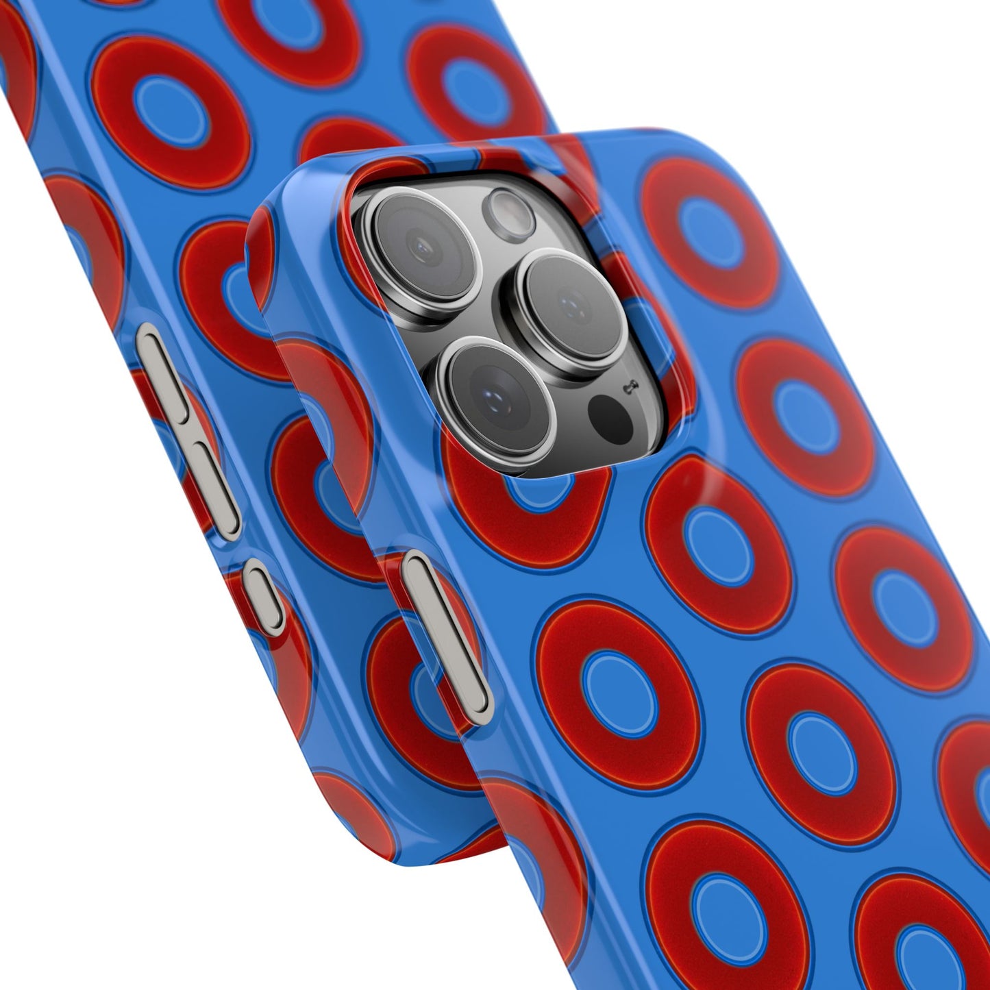 Lumpy Donut Snap Case - red vivid donut print w/light royal blue background
