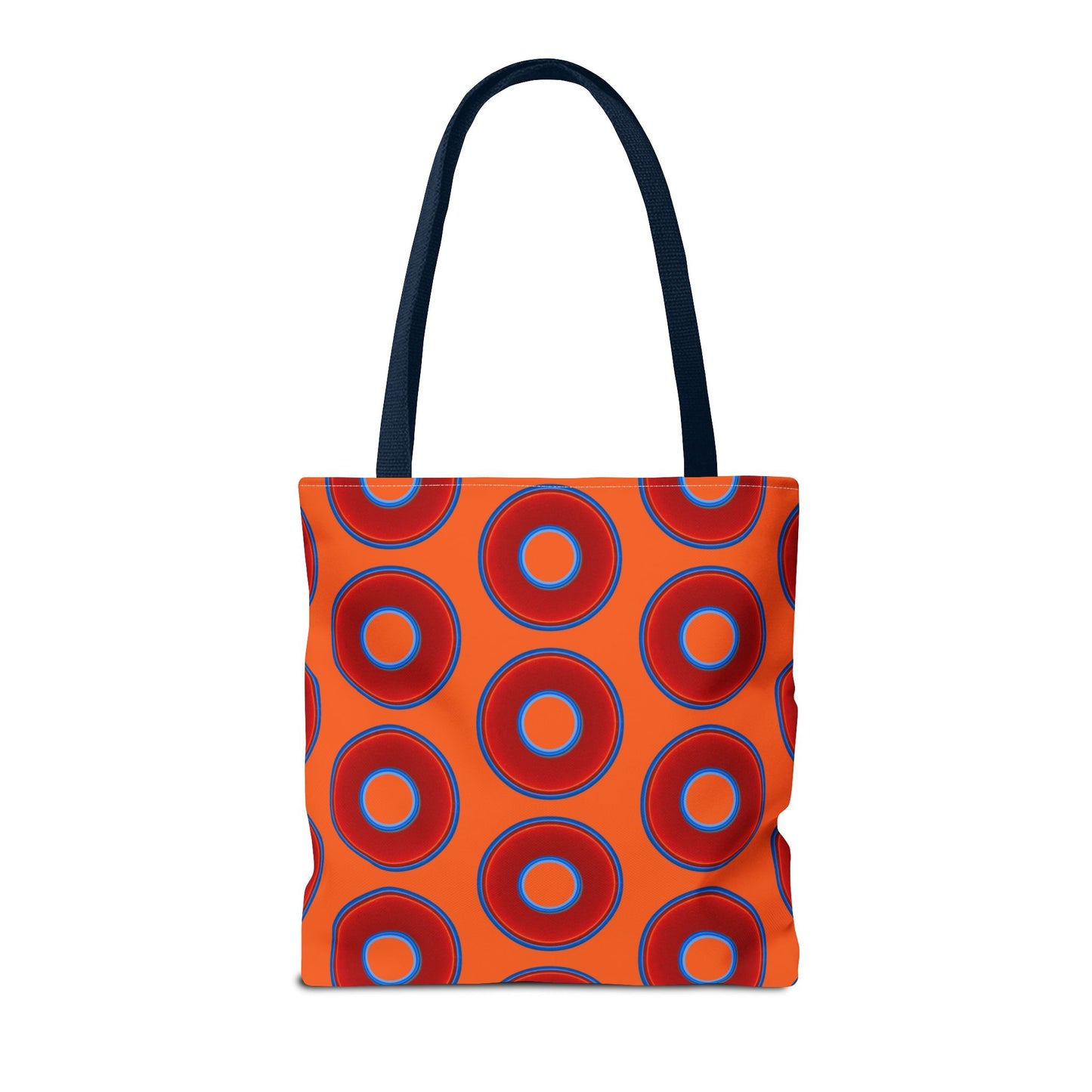 Lumpy Beach/Tote Bag - red vivid donuts w/dark orange background