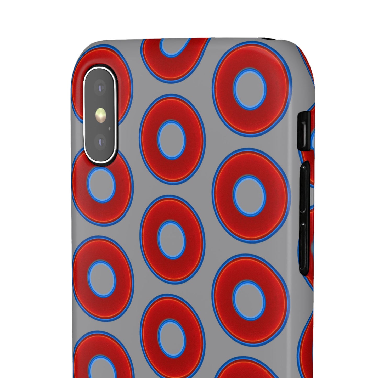 Donut Snap Case - red vivid donut print w/gray background