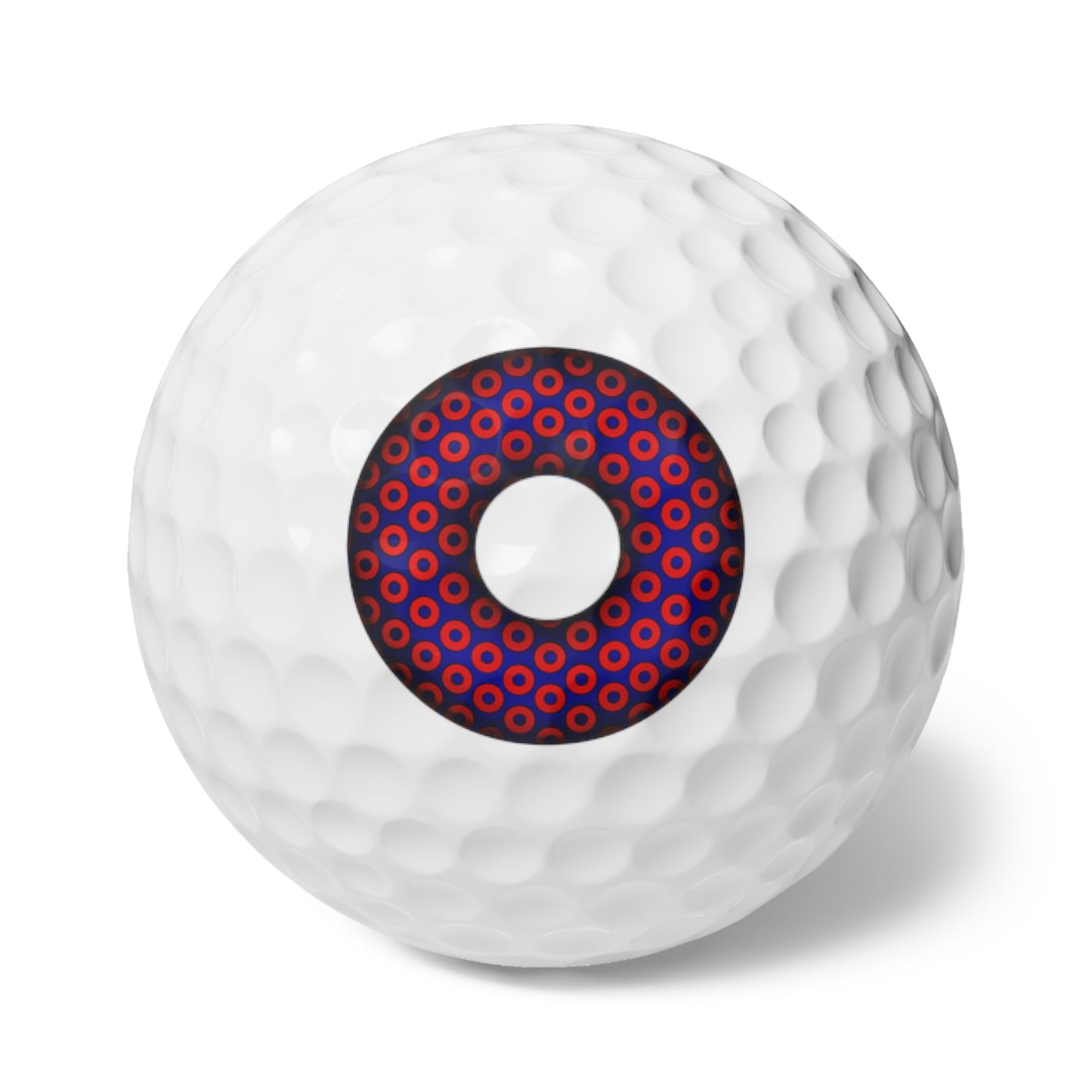 Lumpy Donut Golf Balls - 6pcs - "Grid Paradox Donut" - dark blue/red donuts