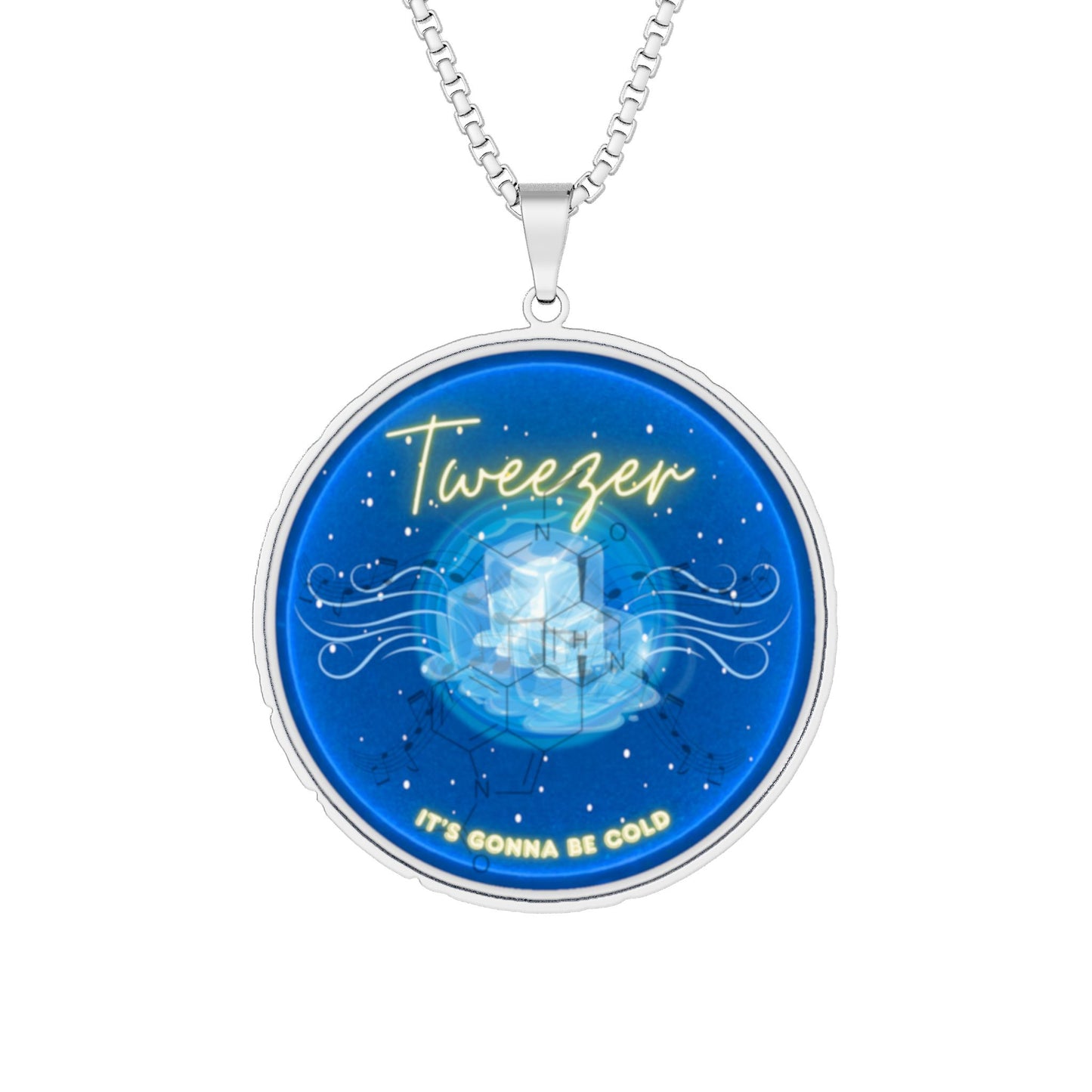 Lump's Heady Donut Necklace - 1" x 1" Stainless Steel Pendant - "The Donut Pendant Revised" - vivid artic donut