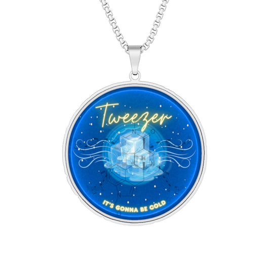 Lump's Heady Donut Necklace - 1" x 1" Stainless Steel Pendant - "The Donut Pendant Revised" - vivid artic donut
