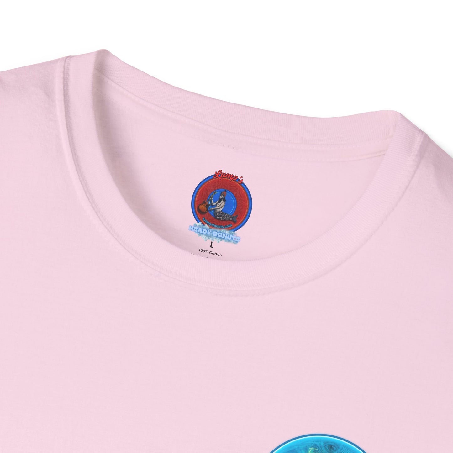 Classic Donut Tee - Unisex Soft-Style - "The Peering Donut of Opacity" - light blue idonut - variant 2