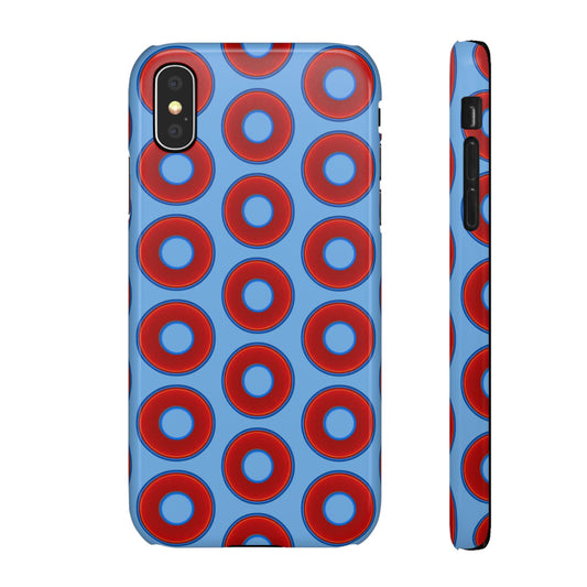 Lumpy Donut Snap Case - red vivid donut print w/light blue background