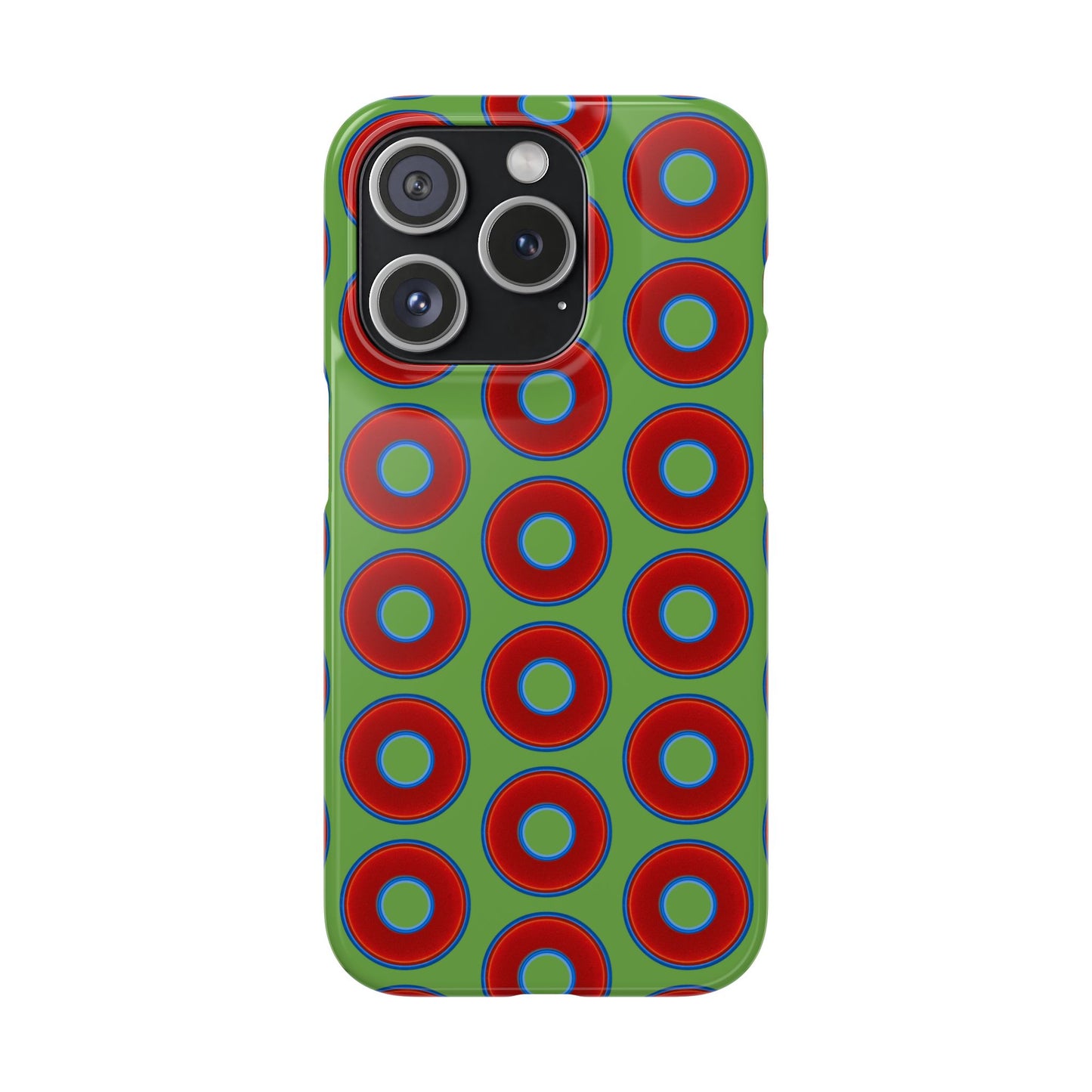 <Lumpy Donut Snap Case - red vivid donut print w/light green background