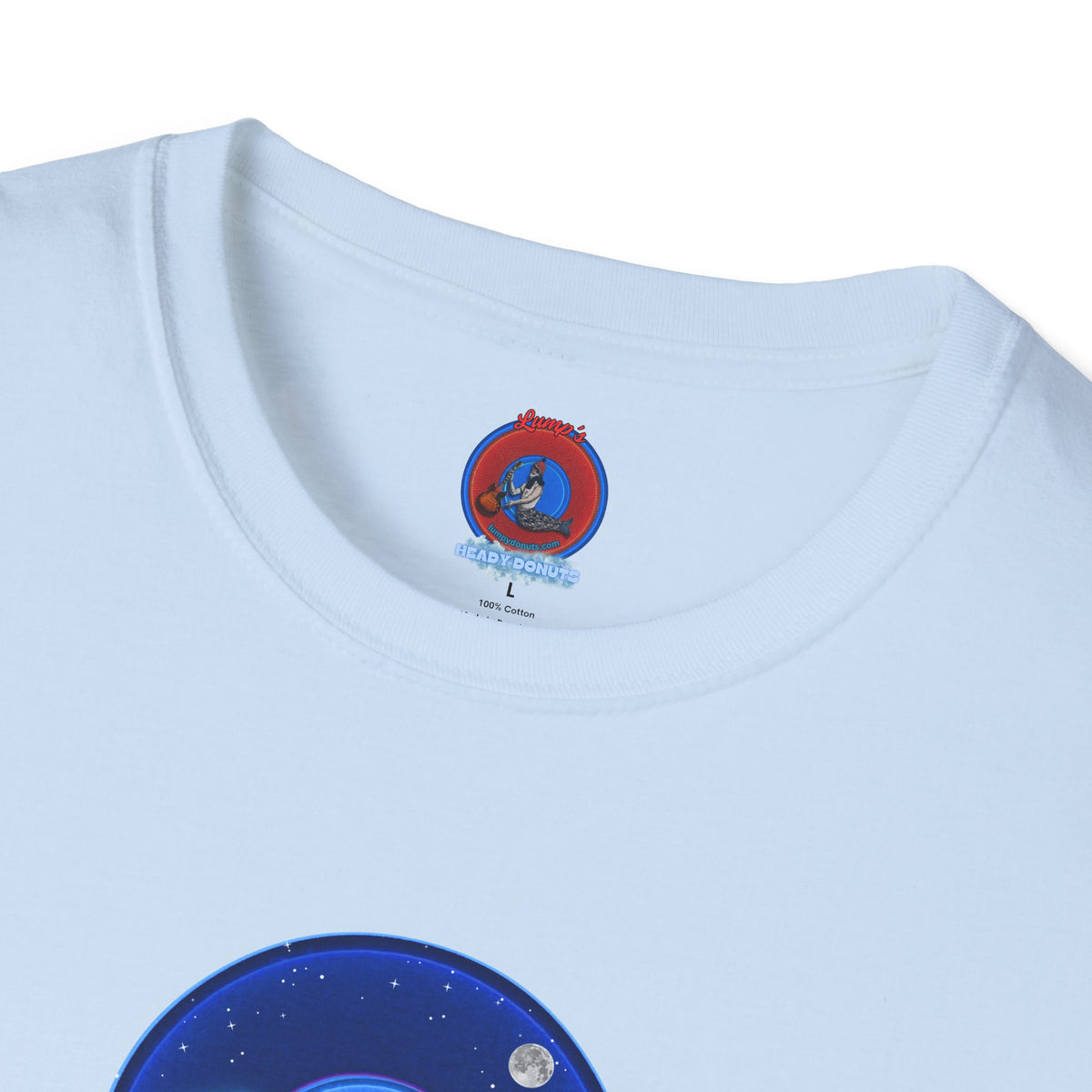 Classic Donut Tee - Unisex Soft-Style - "The Hopeful Waving Donut" - vivid blue donut - variant 1
