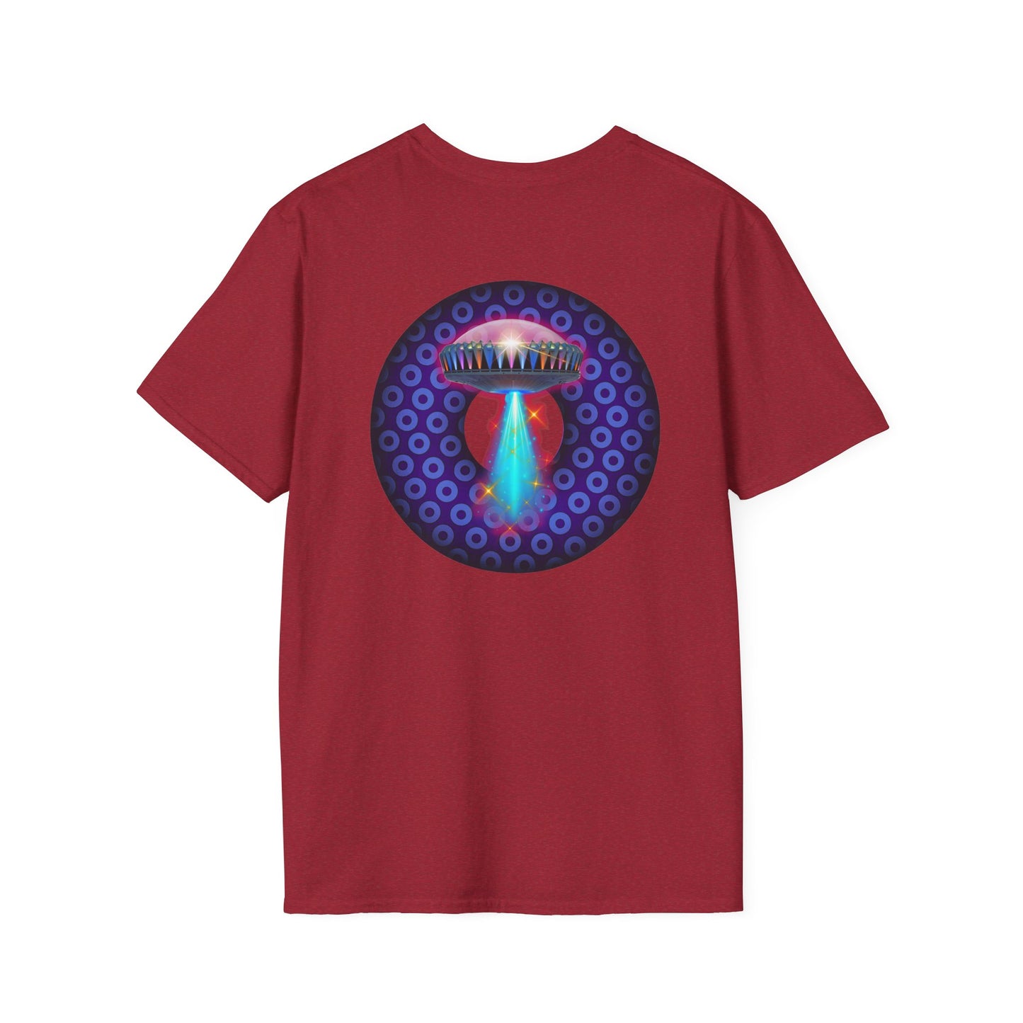 Classic Donut Tee - Unisex Soft-Style - "Donuts now Served on the Mothership" - series 1.0  - variant 5  - purple/violet paradoxical donut